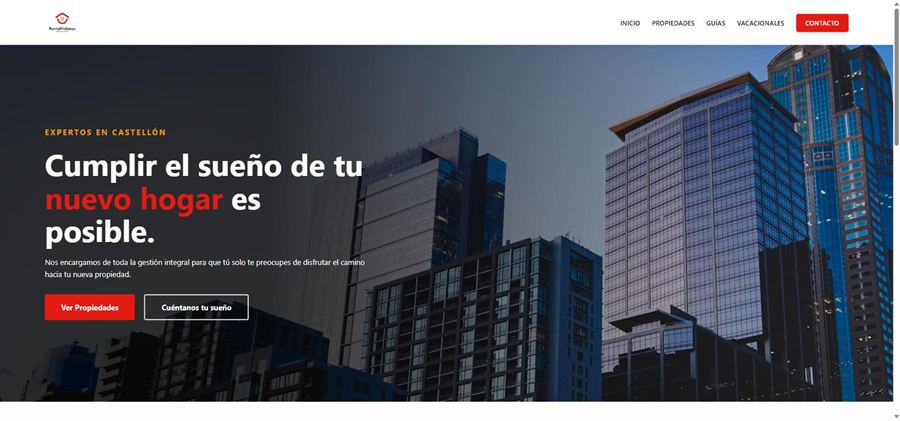 Captura de la página de inicio de Rental Holidays Inmobiliaria