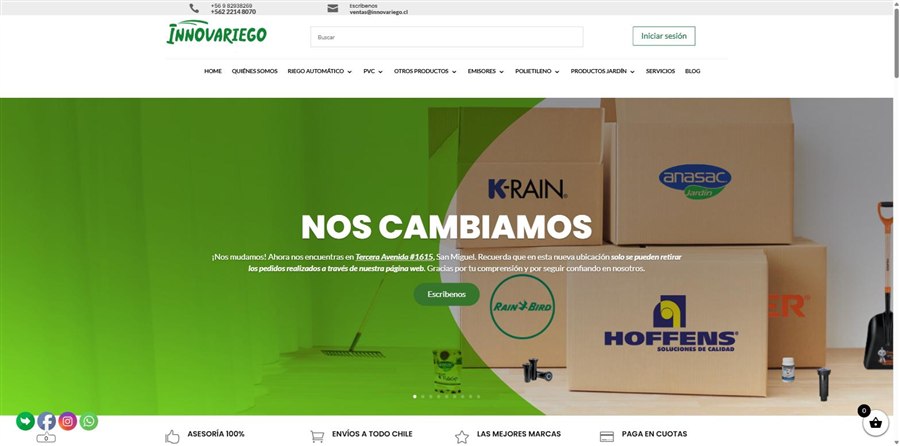 Captura de la página de inicio de Innovariego