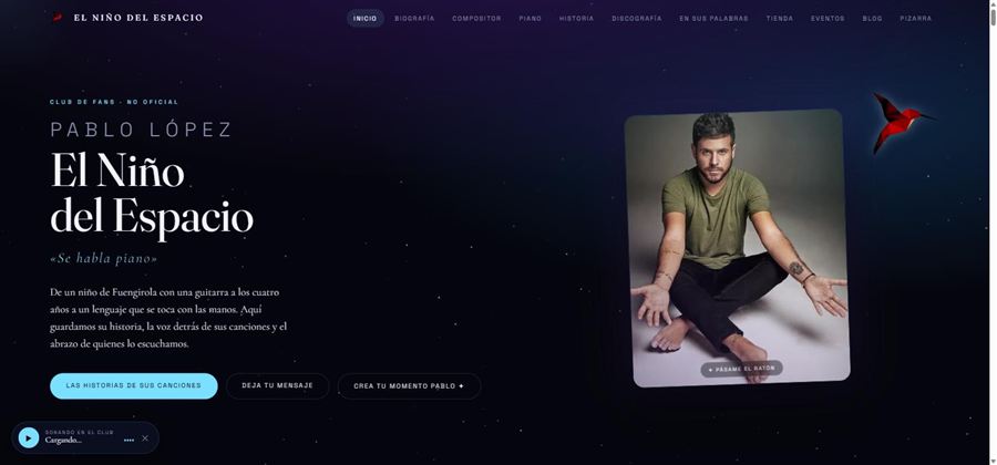 Captura de la página de inicio de Mundo Pablo López